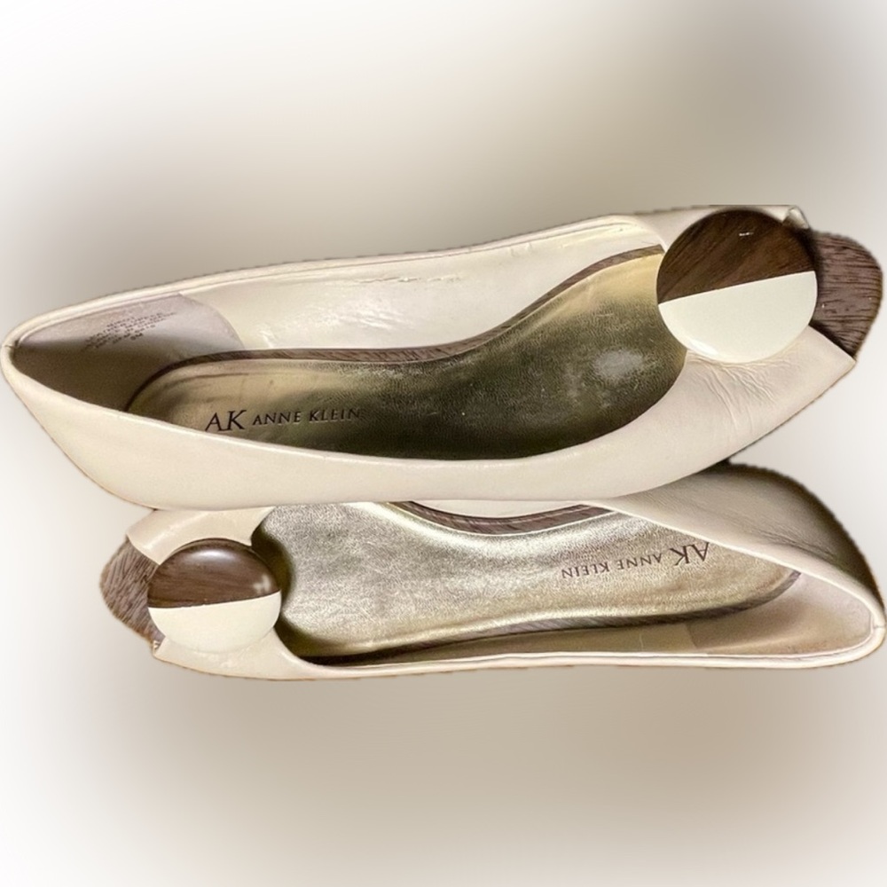 Anne Klein Elegant Cream Open-Toe Flats
